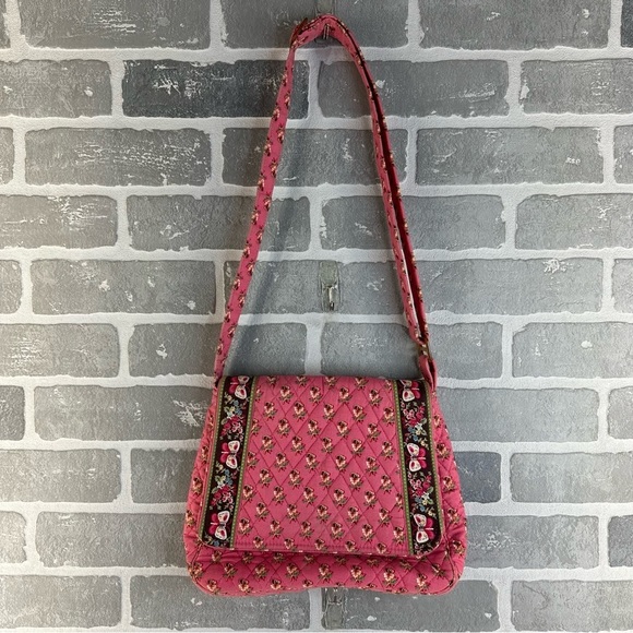 Vera Bradley Handbags - Vintage Vera Bradley Pink Pansy Floral Butterfly Shoulder Bag